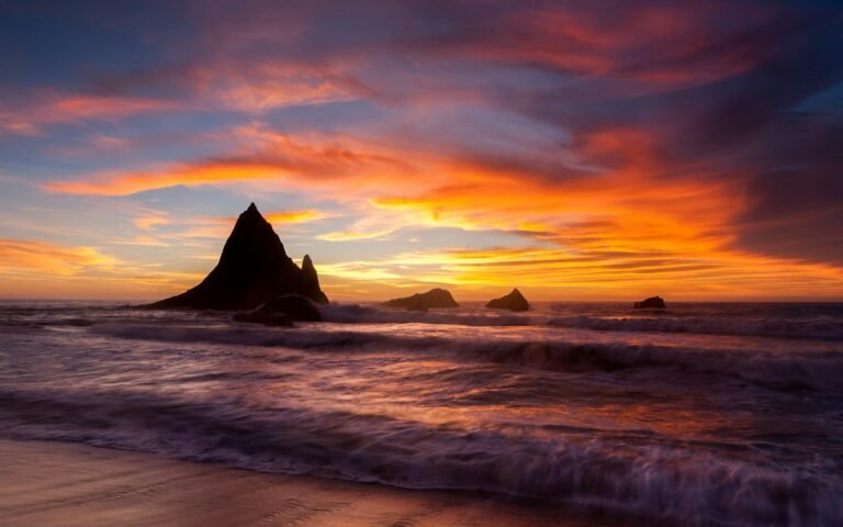 Sea stack at sunset